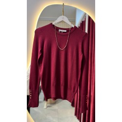 Bisiklet Yaka Kolları Droplu Triko (Bordo)