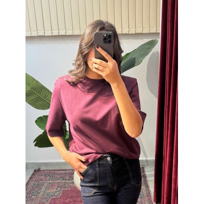 Vatkalı Tişört (Bordo)